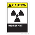 Signmission ANSI Caution Sign, Radiation Area, 5in X 3.5in Decal, 3.5" H, 5" W, Landscape, OS-CS-D-35-L-19735 OS-CS-D-35-L-19735